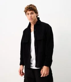 Camisa em Veludo Cotelê com Bolsos