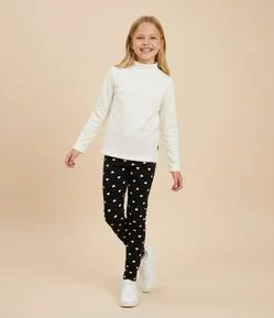 Calça Infantil Legging com Estampa Corações em Foil – Tam 5 a 14 Anos
