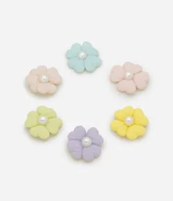 Kit 06 Presilhas de Cabelo Infantil com Florzinhas e Pérolas – Tam U