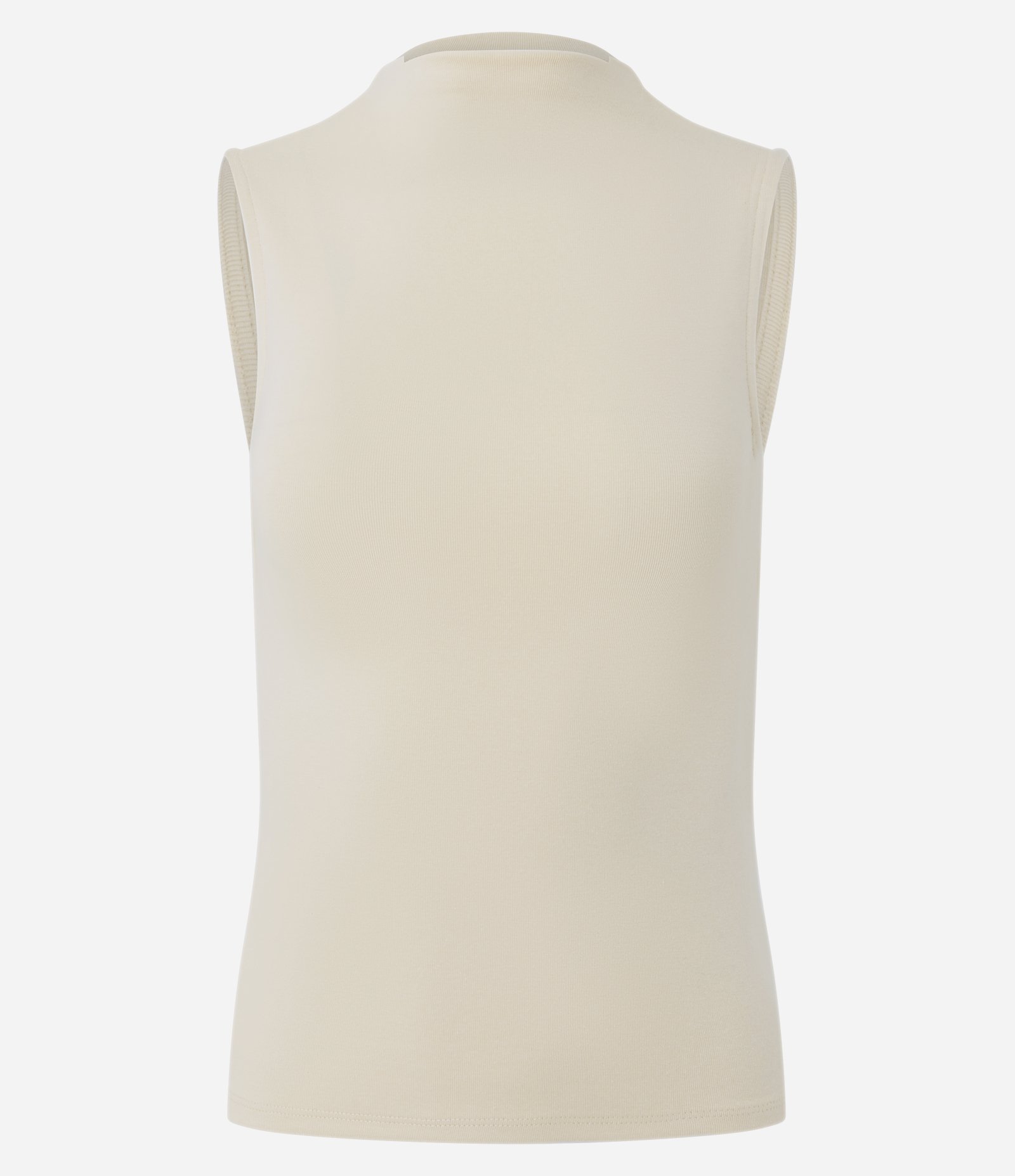 Blusa Regata Básica em Algodão com Gola Alta Bege 1
