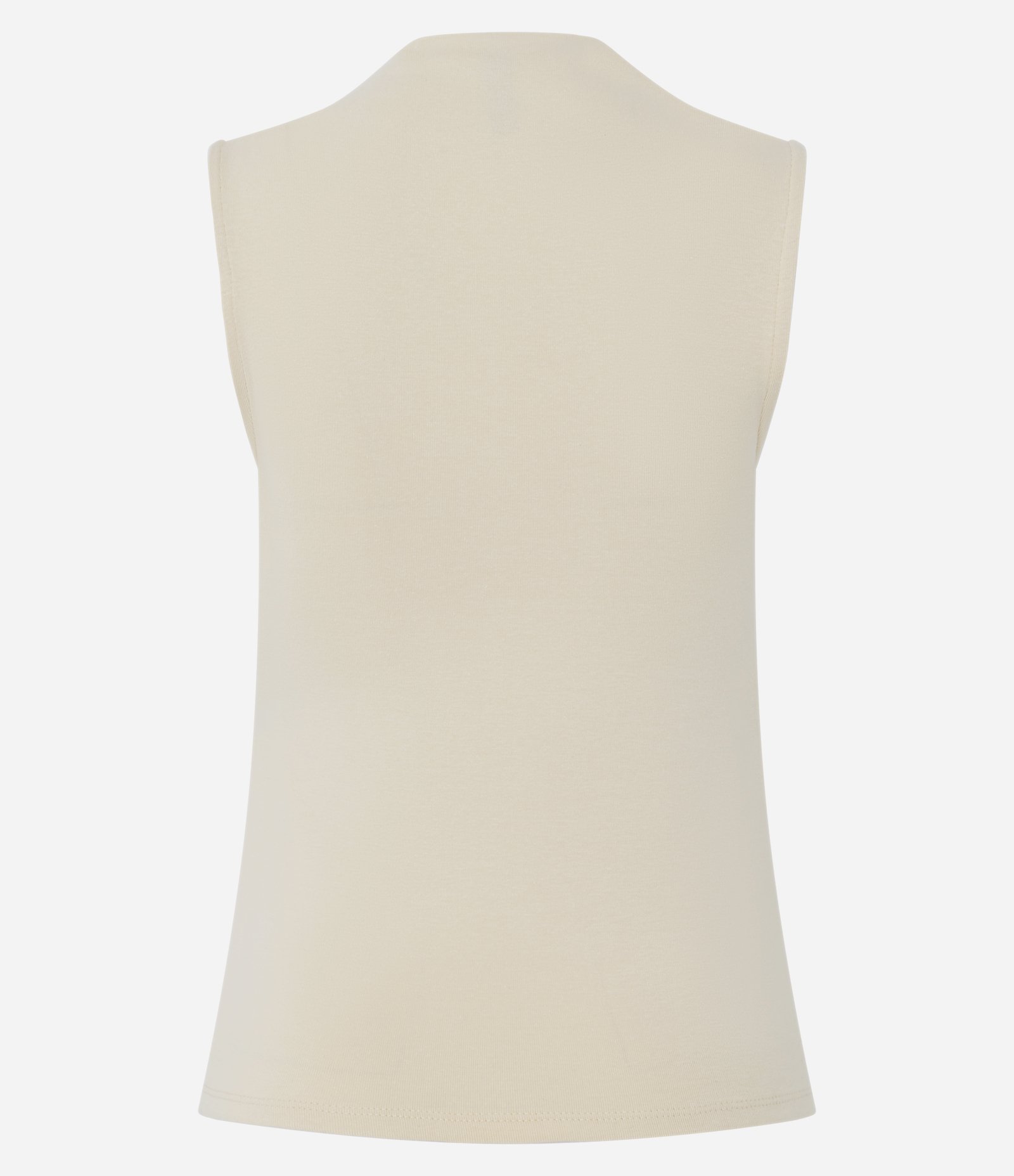 Blusa Regata Básica em Algodão com Gola Alta Bege 2