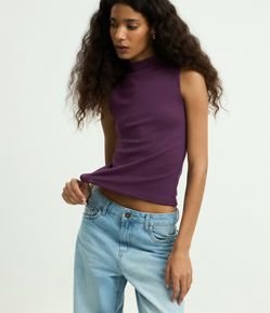 Blusa Regata Básica em Algodão com Gola Alta