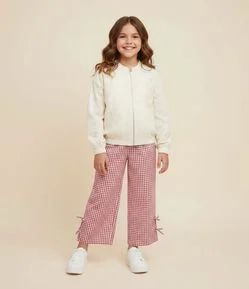 Jaqueta Bomber Infantil em Laise com Bordado Floral – Tam 5 a 14 Anos