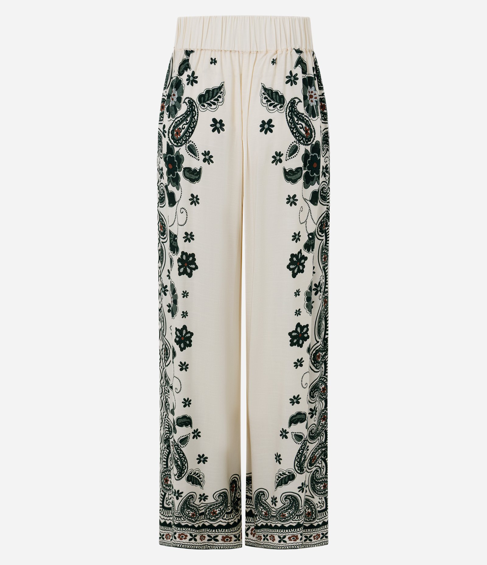 Calça Wide Leg em Viscose com Estampa Lenço Retrô Off White 7