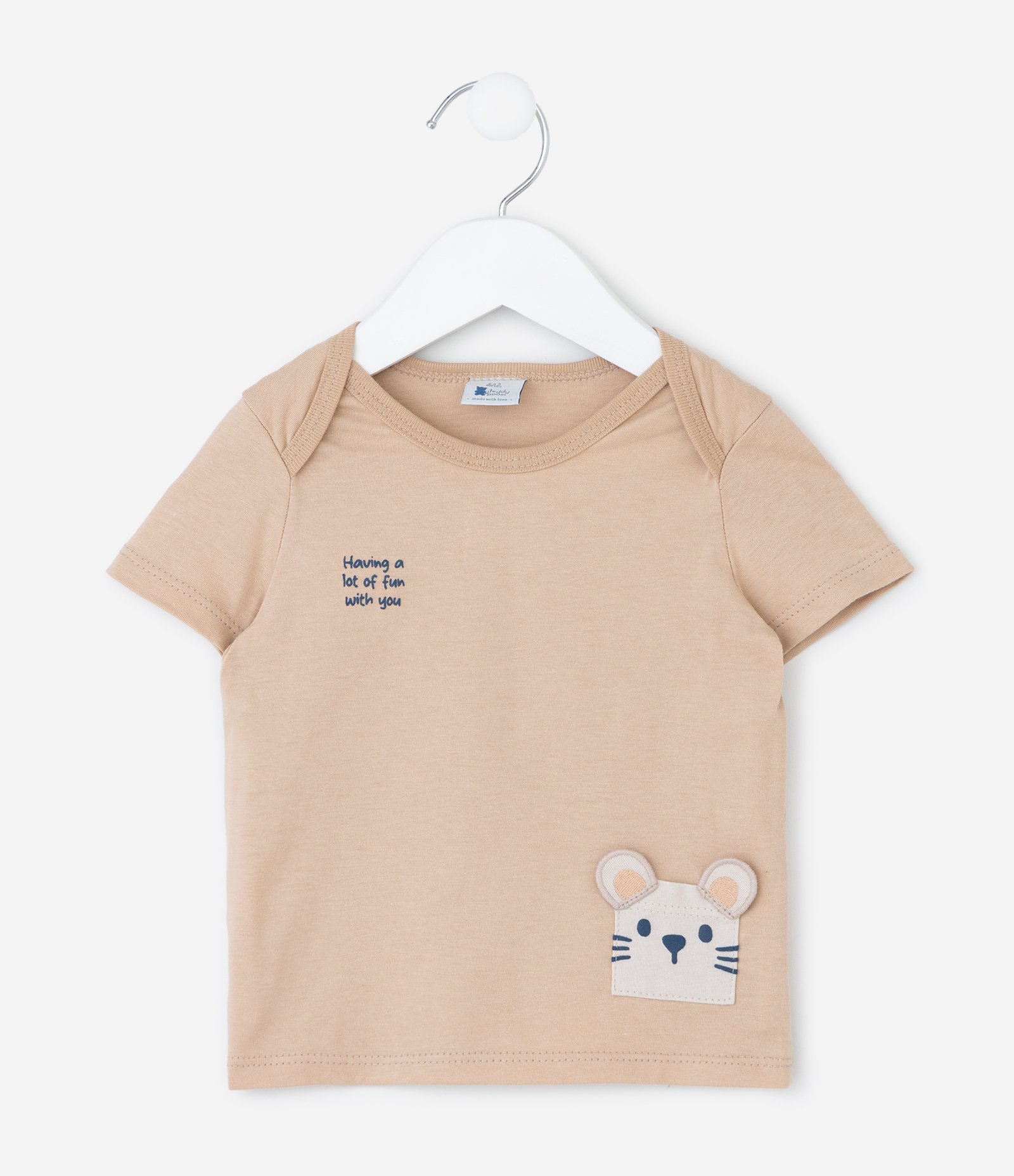 Conjunto Infantil com Estampa de Ratinho – Tam 0 a 18 Meses Bege/Azul 3