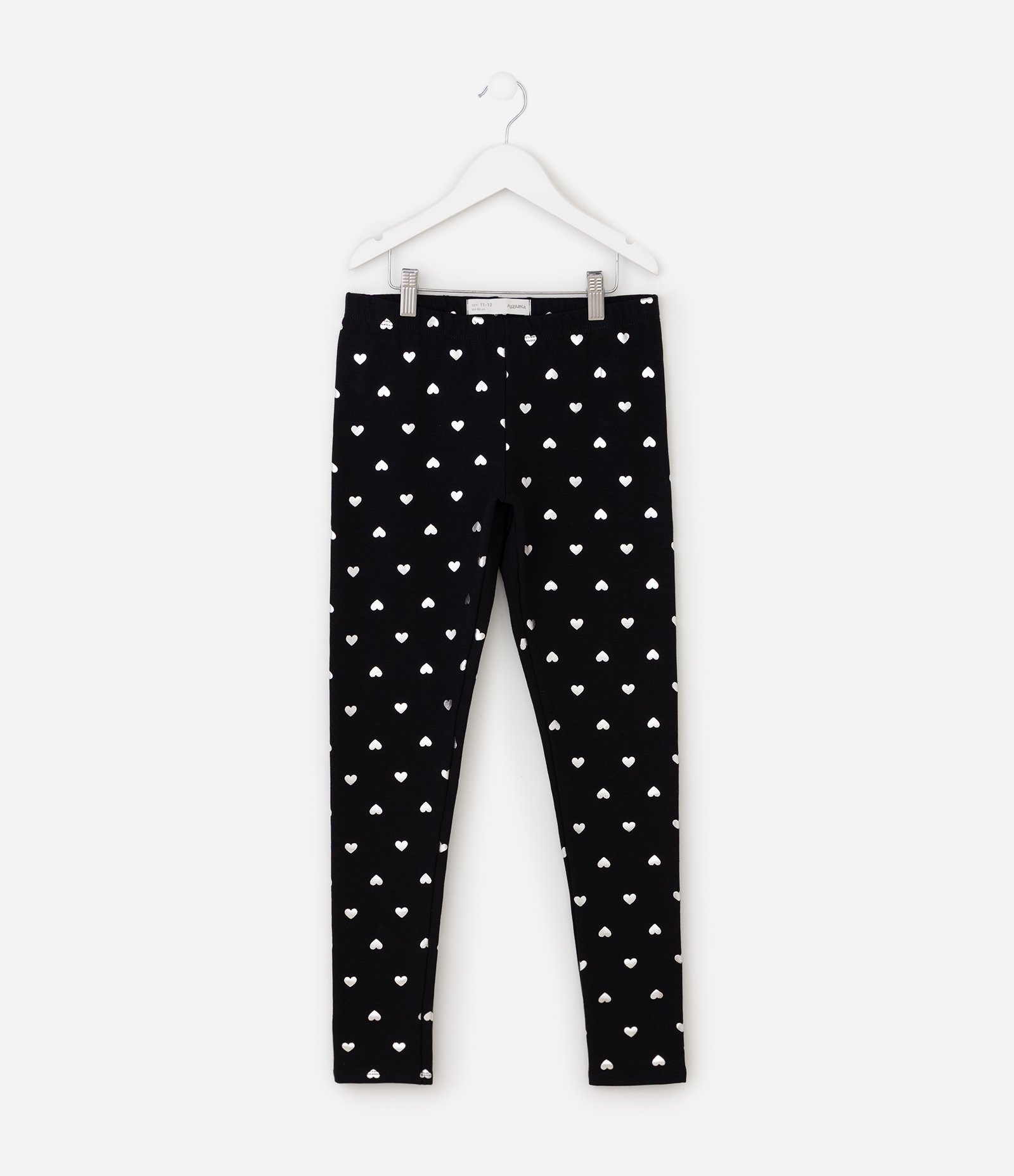 Calça Infantil Legging com Estampa Coração em Foil – Tam 5 a 14 Anos Preto 3