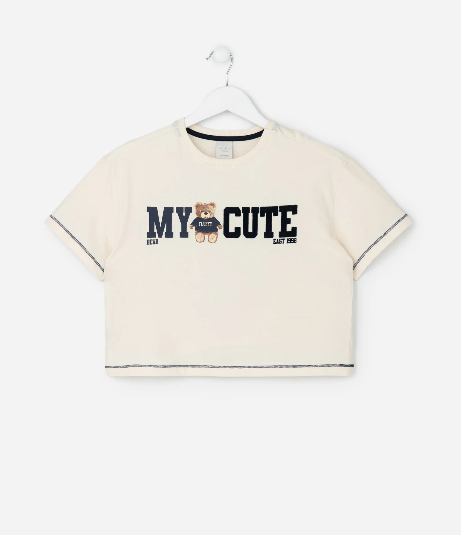 Camiseta Infantil com Lettering Urso – Tam 7 a 16 Anos Off White 2