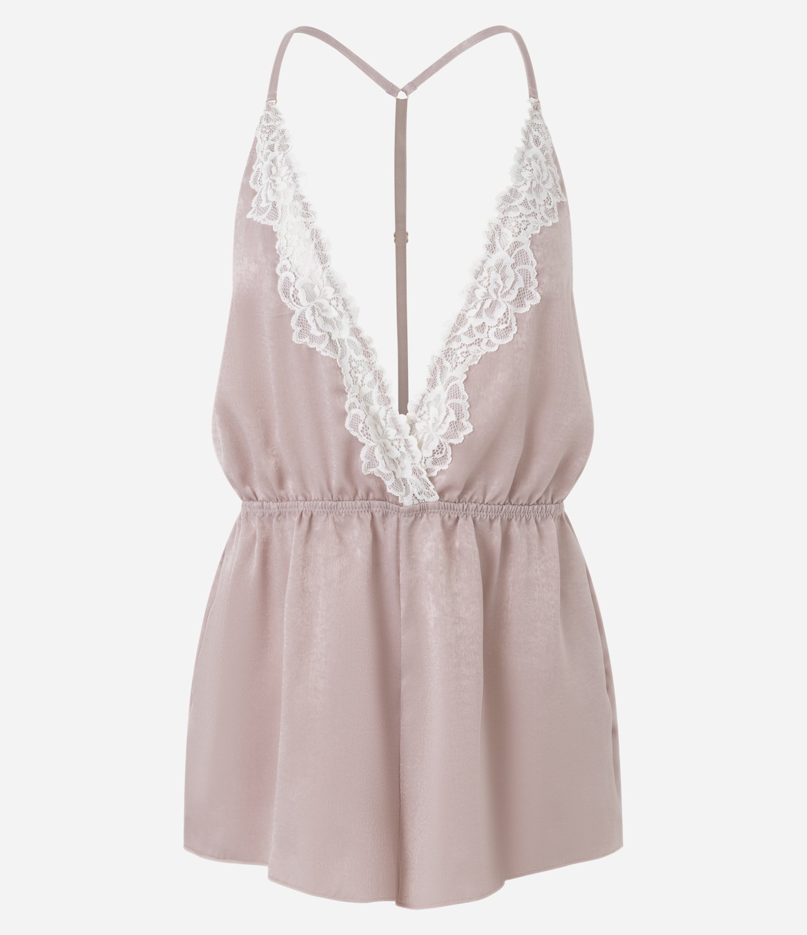 Pijama Macaquinho de Alcinha com Renda no Decote Rosa 4