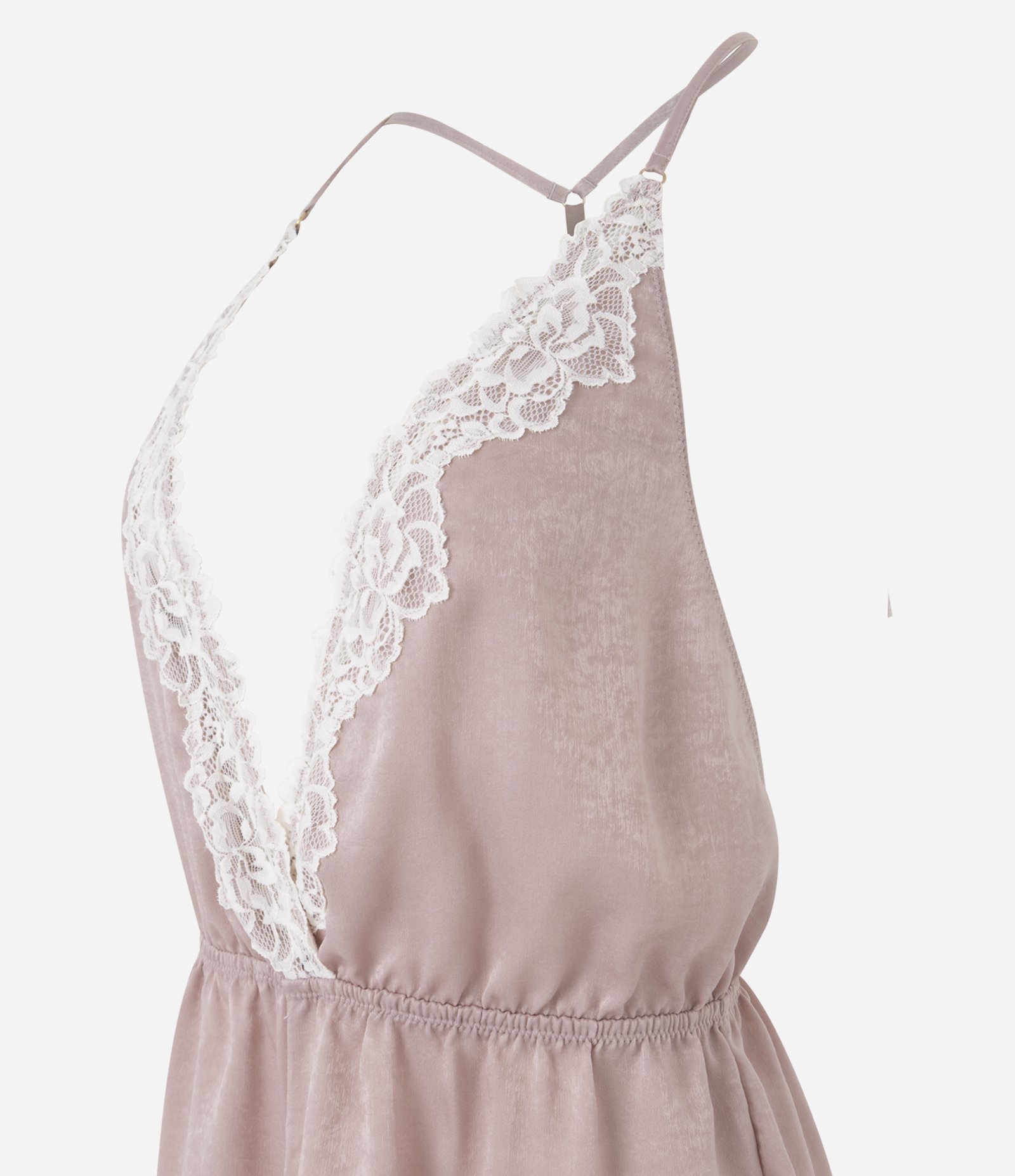 Pijama Macaquinho de Alcinha com Renda no Decote Rosa 5