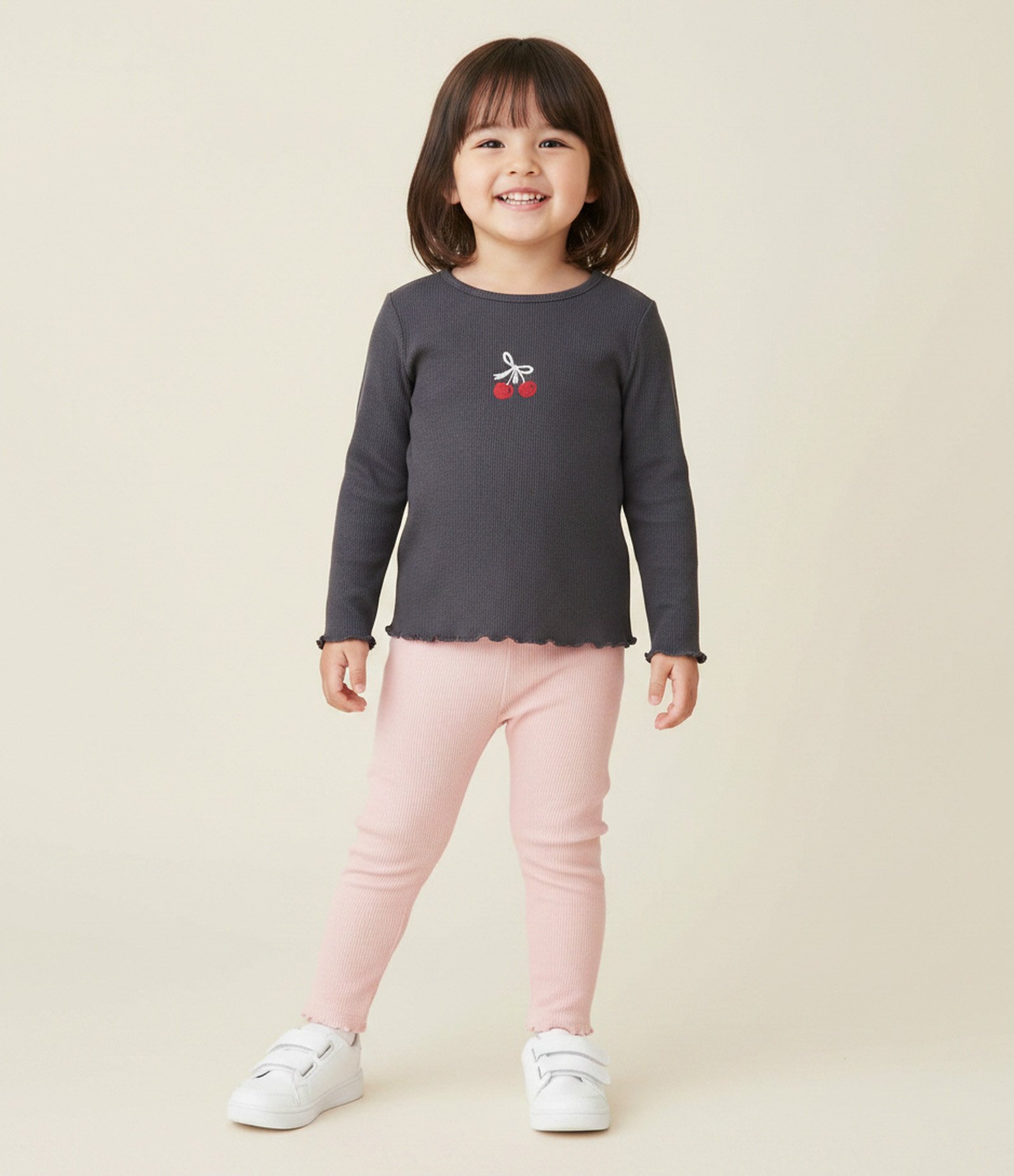 Kit 02 Blusa Infantil Canelada com Laços e Cereja – Tam 1 a 6 Anos Cinza/Branco 1