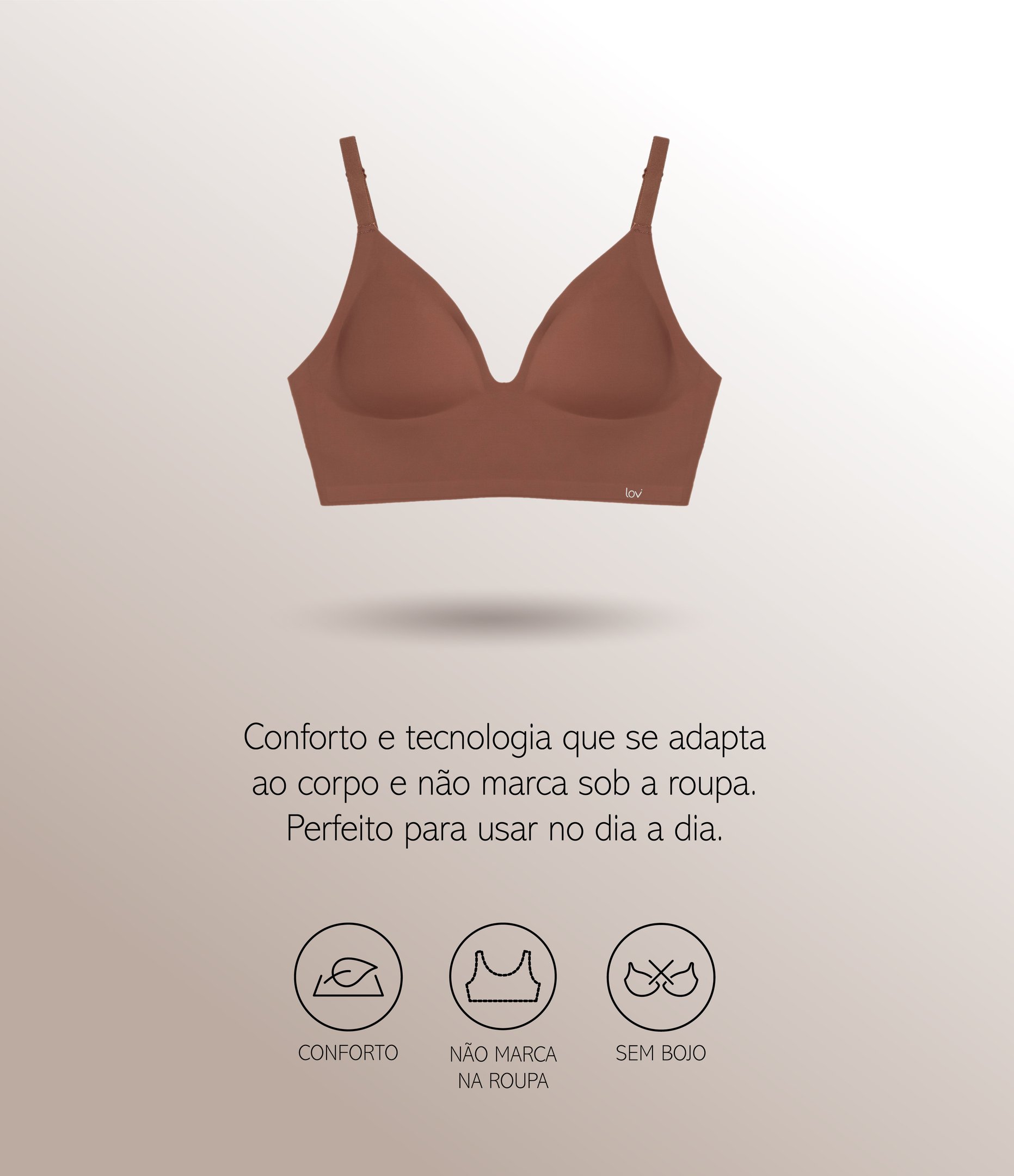 Sutiã Top em Microfibra com Bojo Removível Marrom 7
