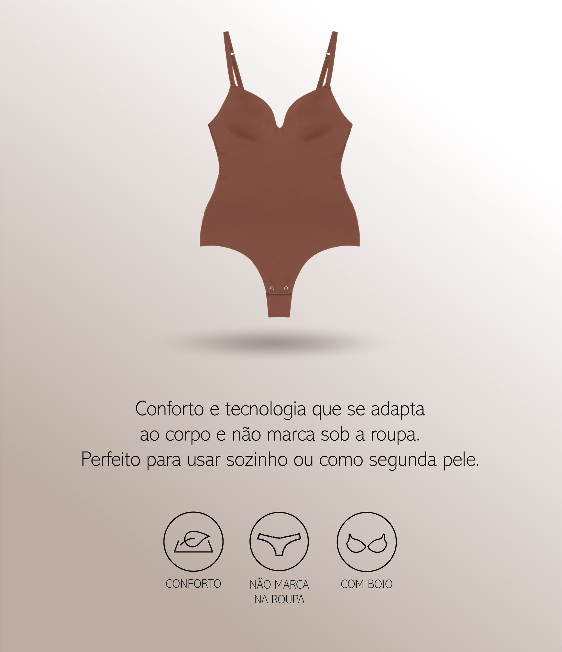 Body em Microfibra com Bojo Marrom 6