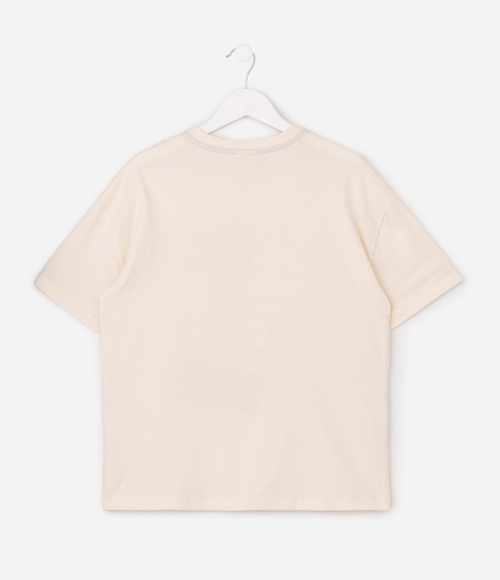 Camiseta Infantil Oversized com Lettering Party Night – Tam 7 a 14 Anos Bege Claro 2