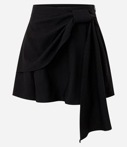 Saia Curta em Alfaiataria com Efeito de Laço Frontal