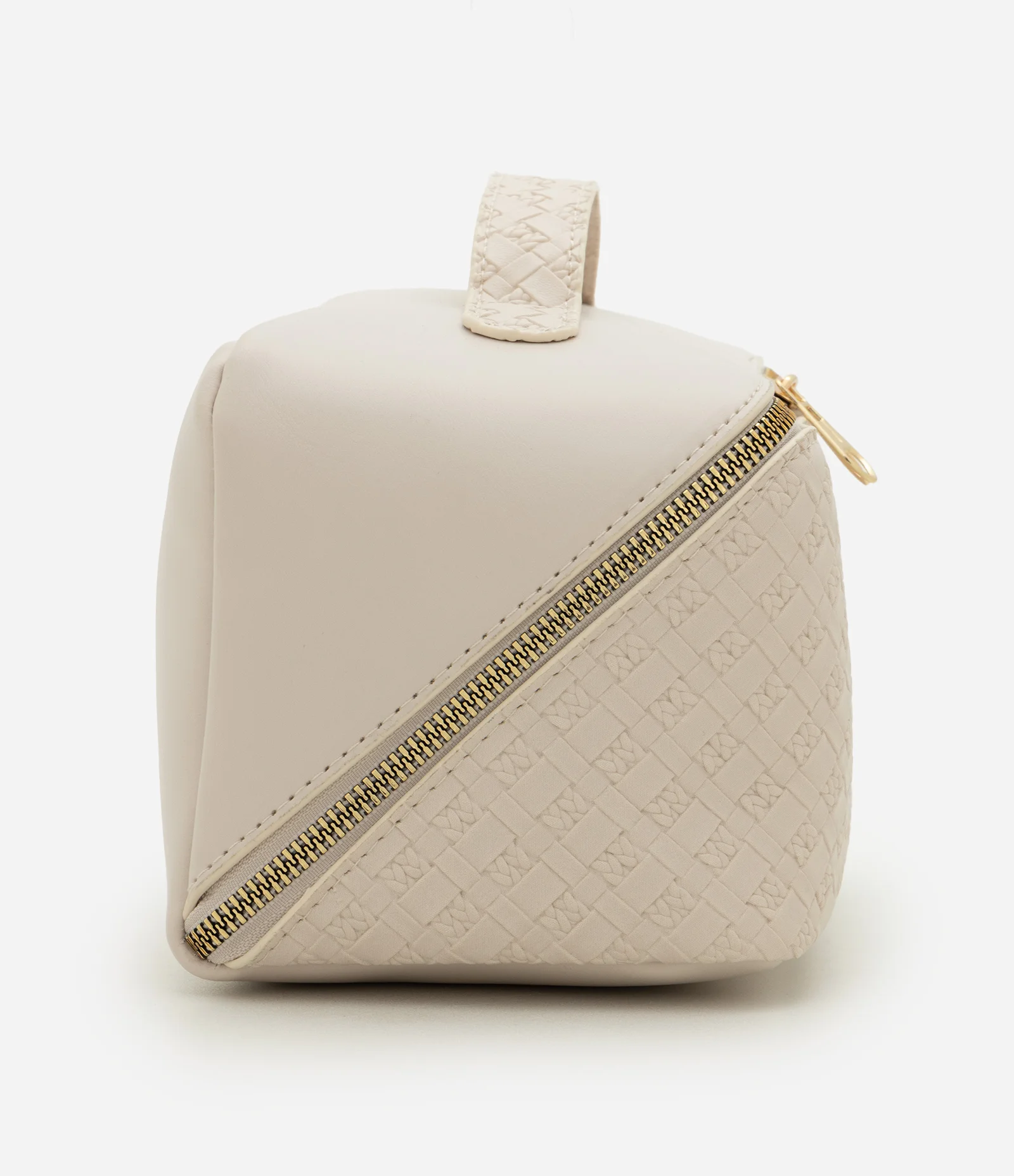 Necessaire Baú em PU Texturizado Off White 2