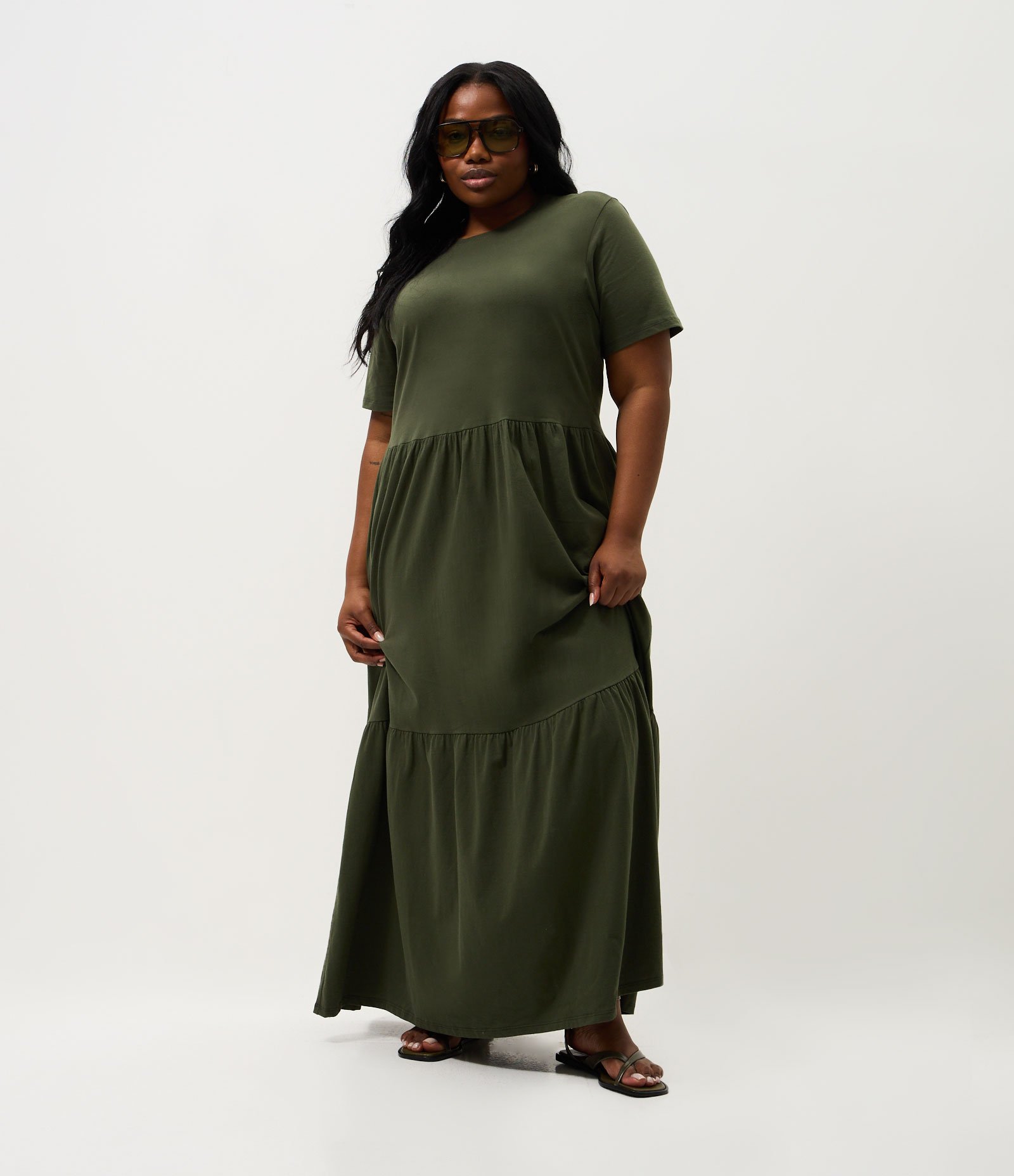 Vestido Midi Marias em Meia Malha Curve & Plus Size Verde 1