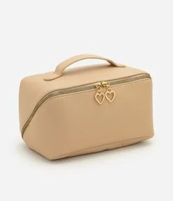 Necessaire Baú em PU com Puxador em Formato de Coração