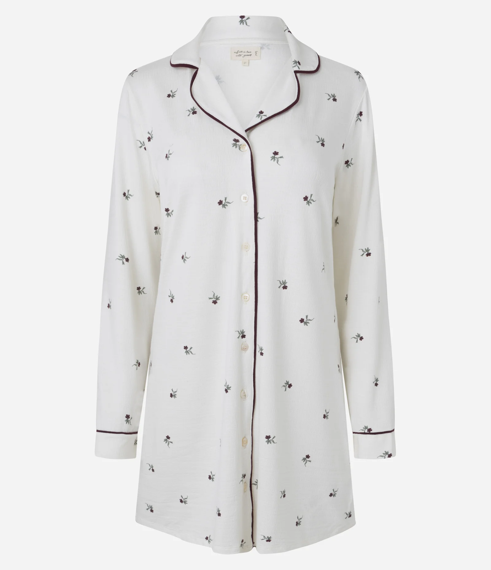 Camisola Americana com Estampa de Florzinhas Branco 1