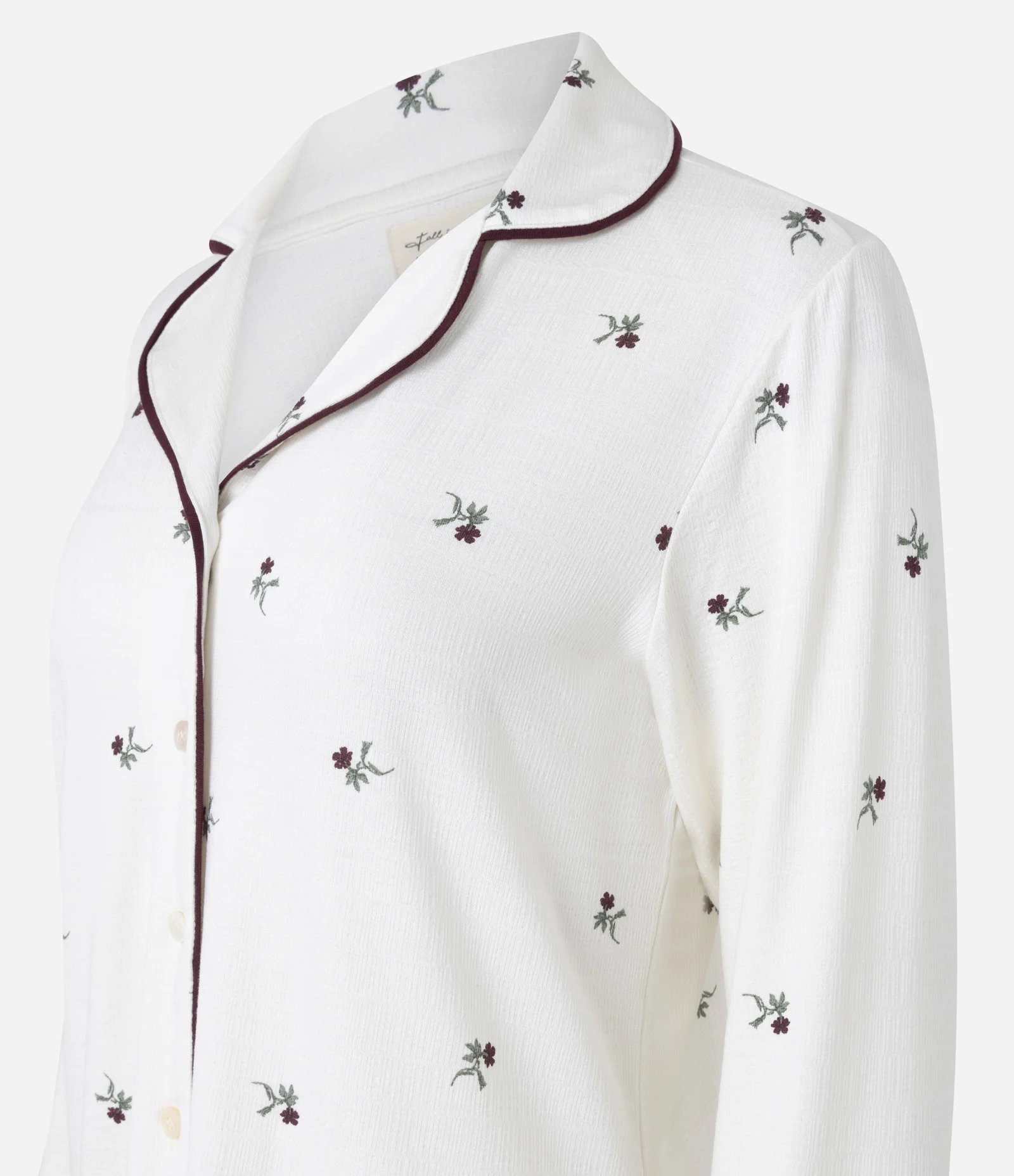 Camisola Americana com Estampa de Florzinhas Branco 2