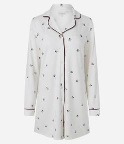 Camisola Americana com Estampa de Florzinhas