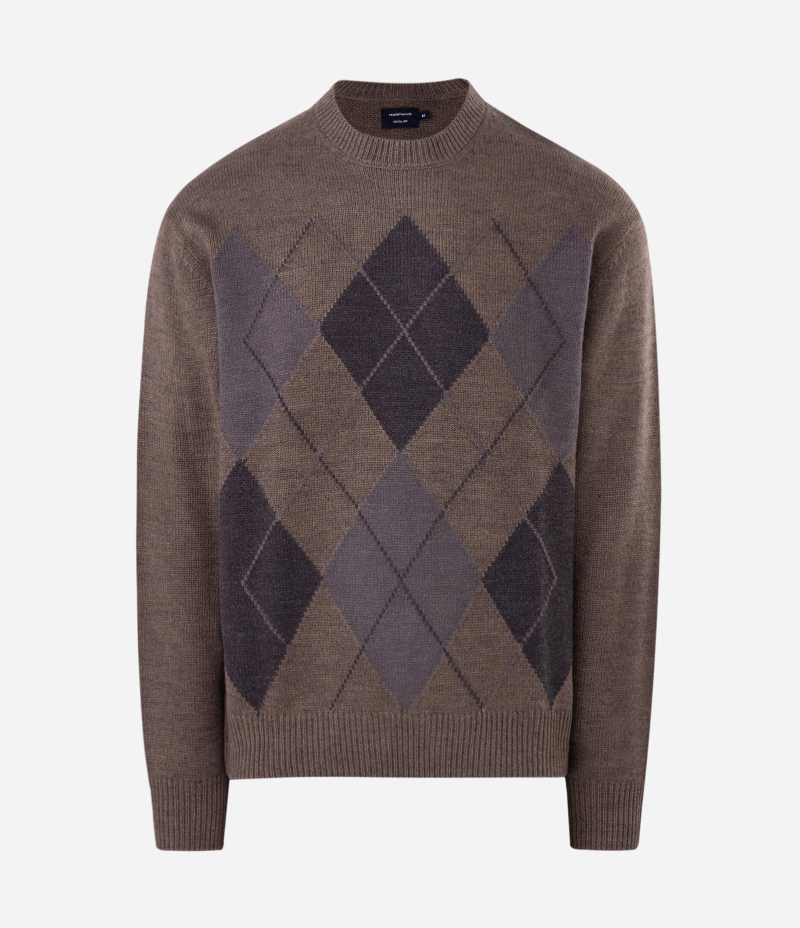 Sueter Modelo Suéter Regular em Tricô com Textura Marrom