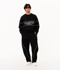 Calça Moletom com Piping Contrastante
