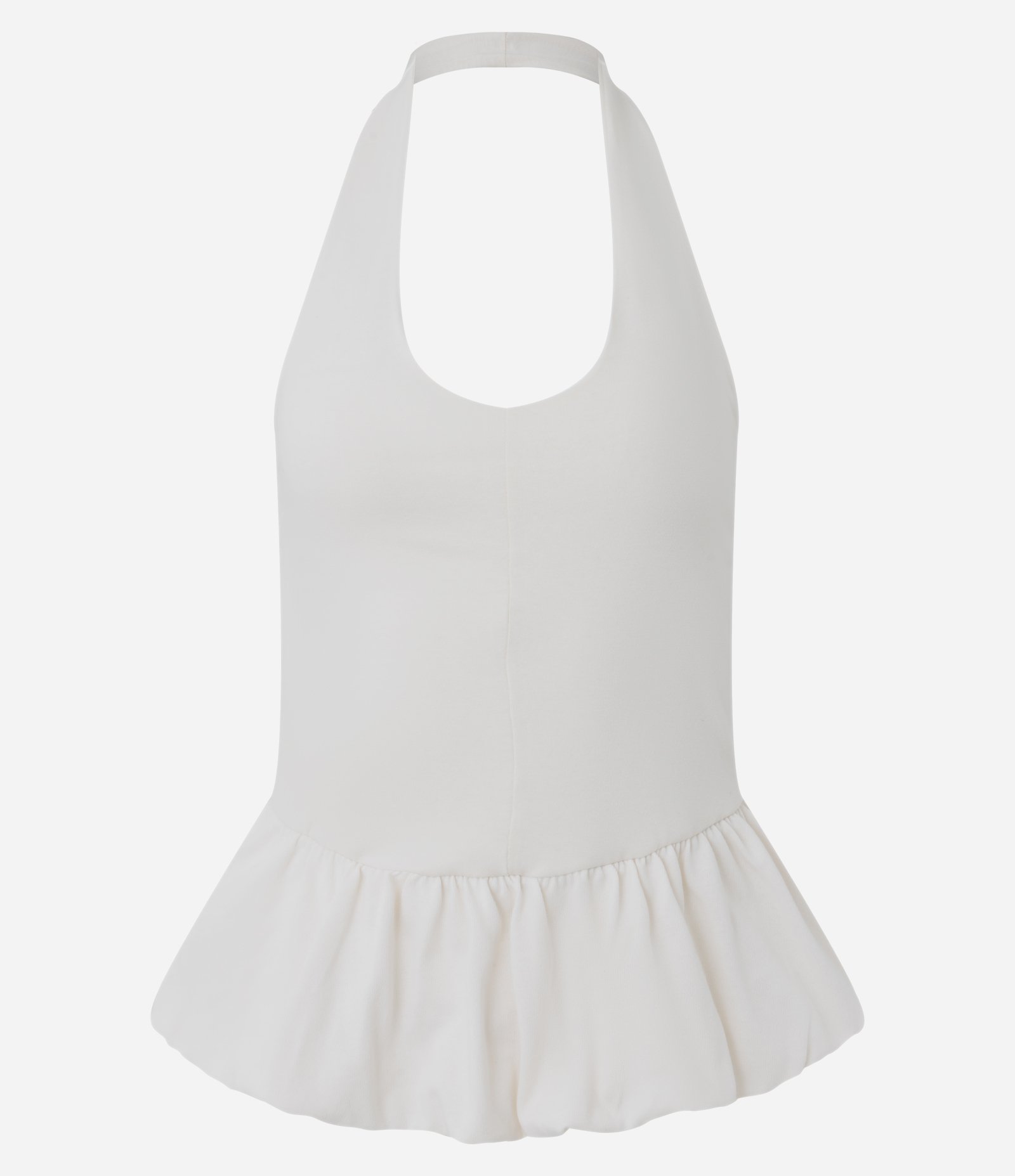 Blusa Frente Única em Algodão com Barra Peplum Off White 1