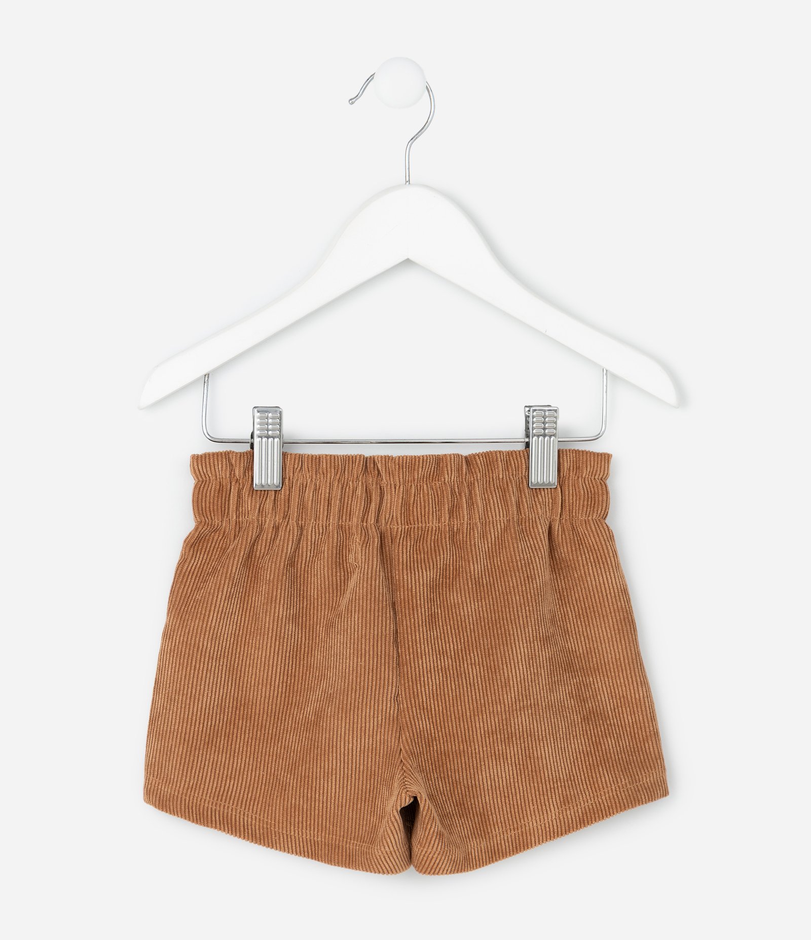 Short Infantil em Veludo Cotelê com Bolso de Urso – Tam 1 a 6 Anos Marrom 2