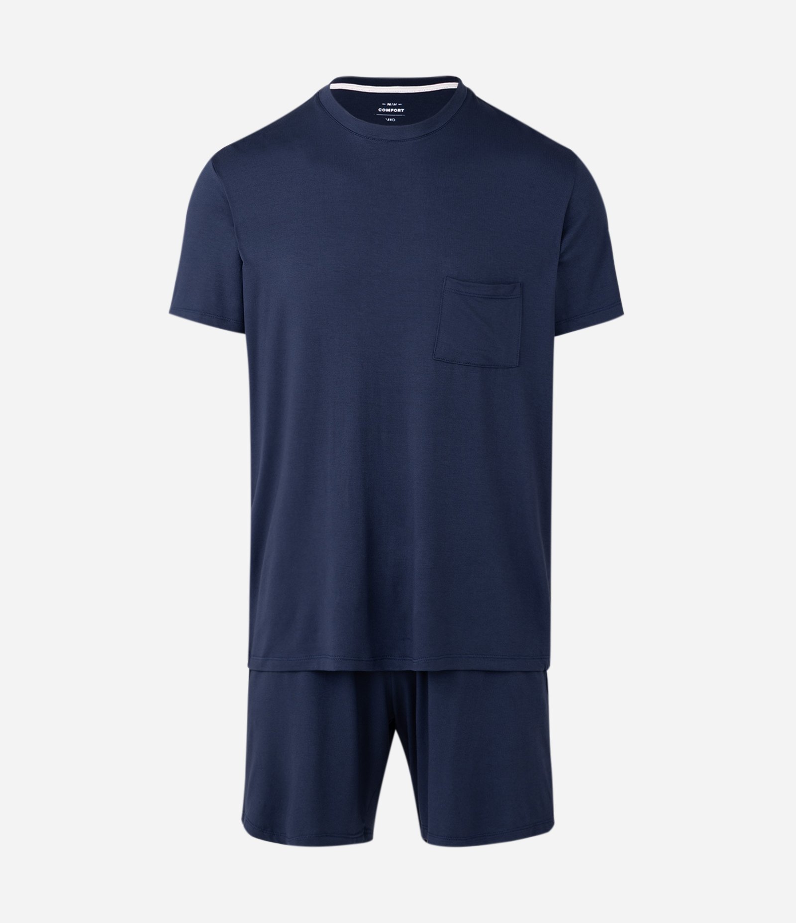Pijama Curto Masculino Viscolycra com Cós Elástico Aparente Azul 1