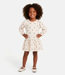Vestido Infantil com Babados e Estampa Coração – Tam 1 a 6 Anos