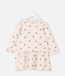 Vestido Infantil com Babados e Estampa Coração – Tam 1 a 6 Anos
