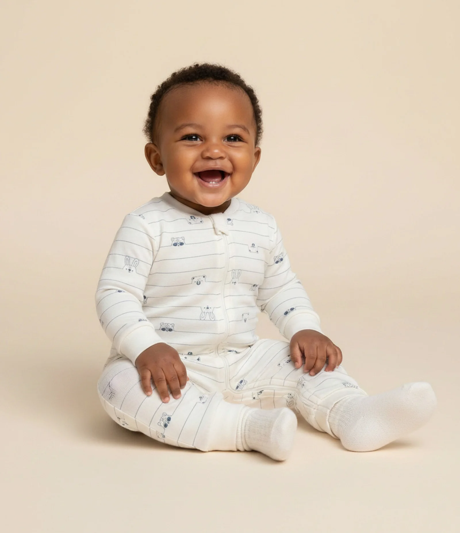 Macacão Térmico Infantil com Zíper Frontal - Tam 0 a 18 Meses Branco 1