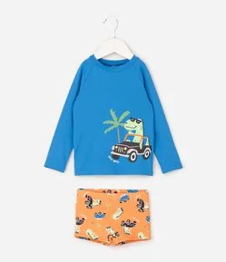Conjunto Infantil com Proteção UV e Estampa Dino - Tam 1 a 4 Anos