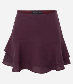 Saia Curta em Chalis com Babados e Caimento Franzido