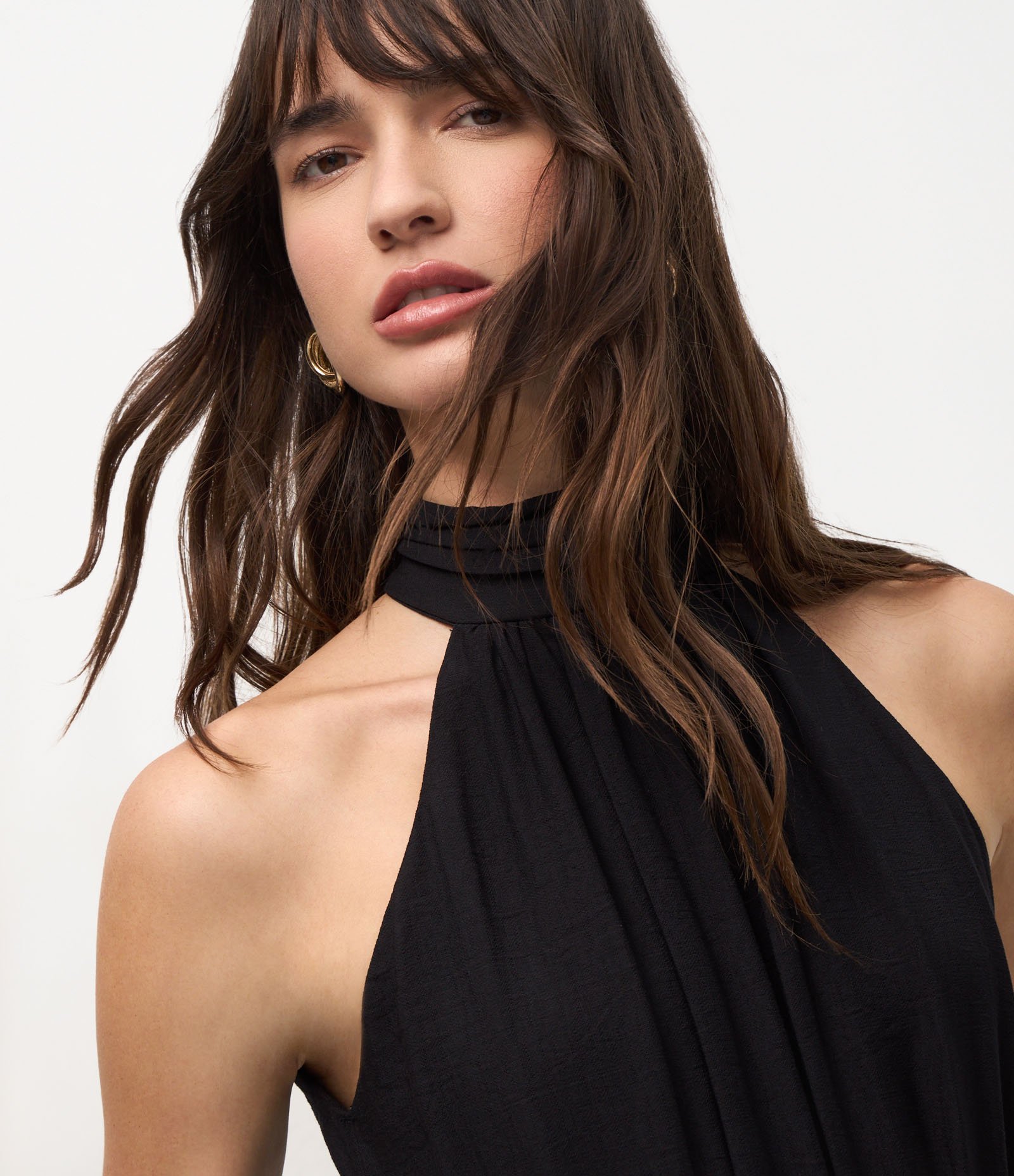 Macacão Halter Longo em Viscose Preto 3