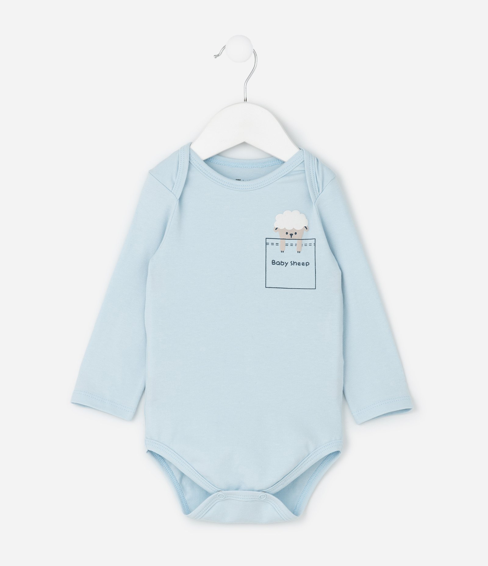 Body Infantil Manga Longa com Estampa Ovelha – Tam RN a 18 Meses Azul Claro 1