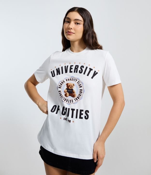 Camiseta University of Cuties com Estampa de Urso