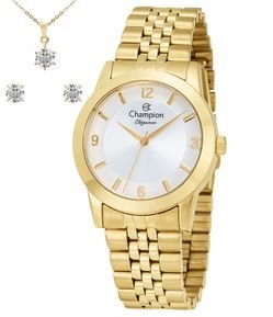 Kit Relógio Analógico Champion em Aço CN25314W
