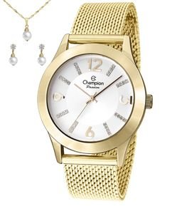 Kit Relógio Analógico Champion em Aço CN28713B