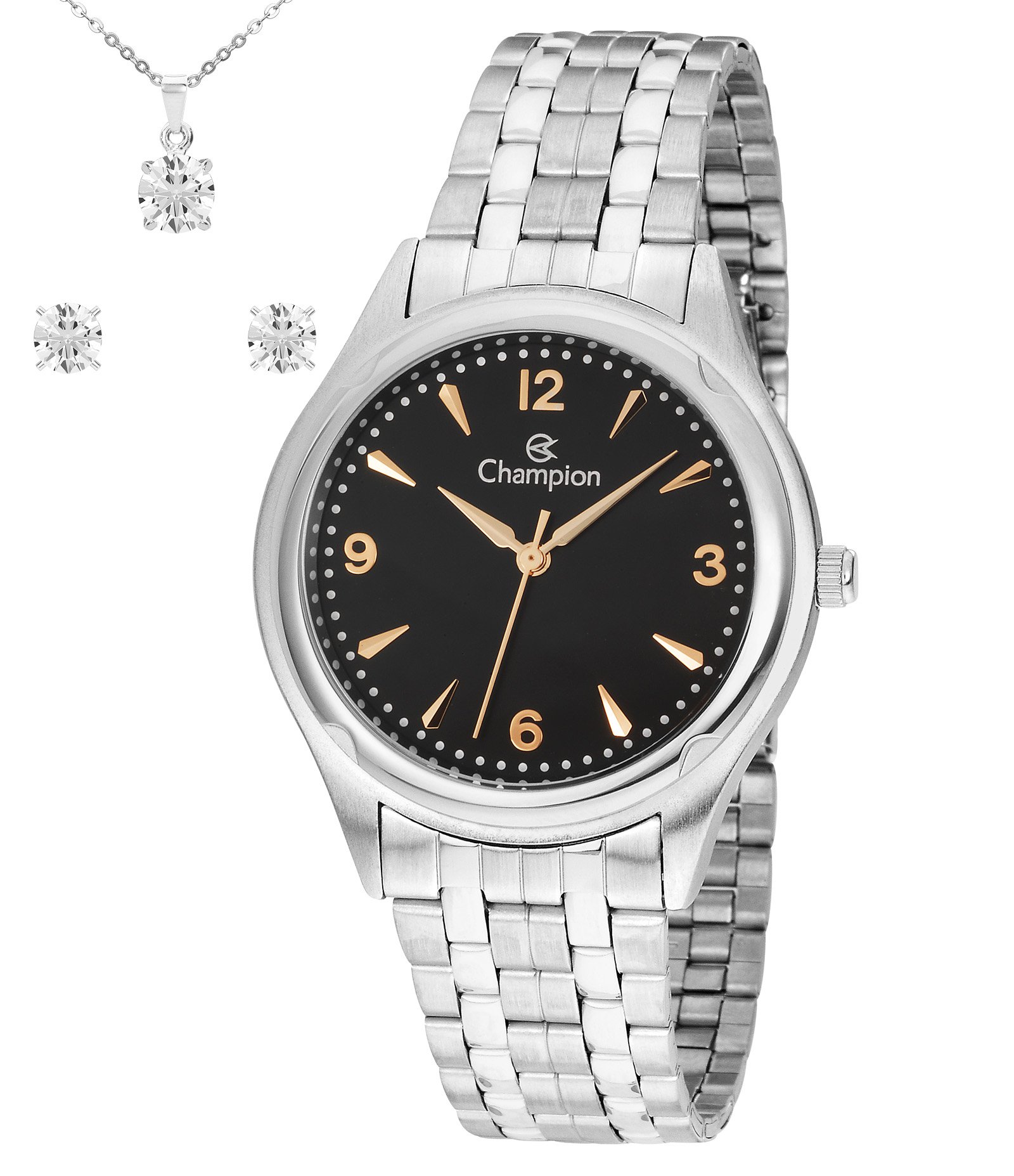 Kit Relógio Analógico Champion em Aço CN20462I Prata 1