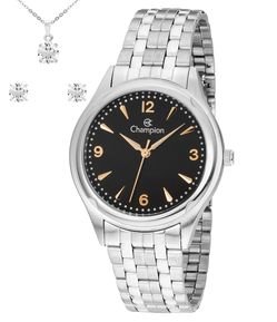Kit Relógio Analógico Champion em Aço CN20462I