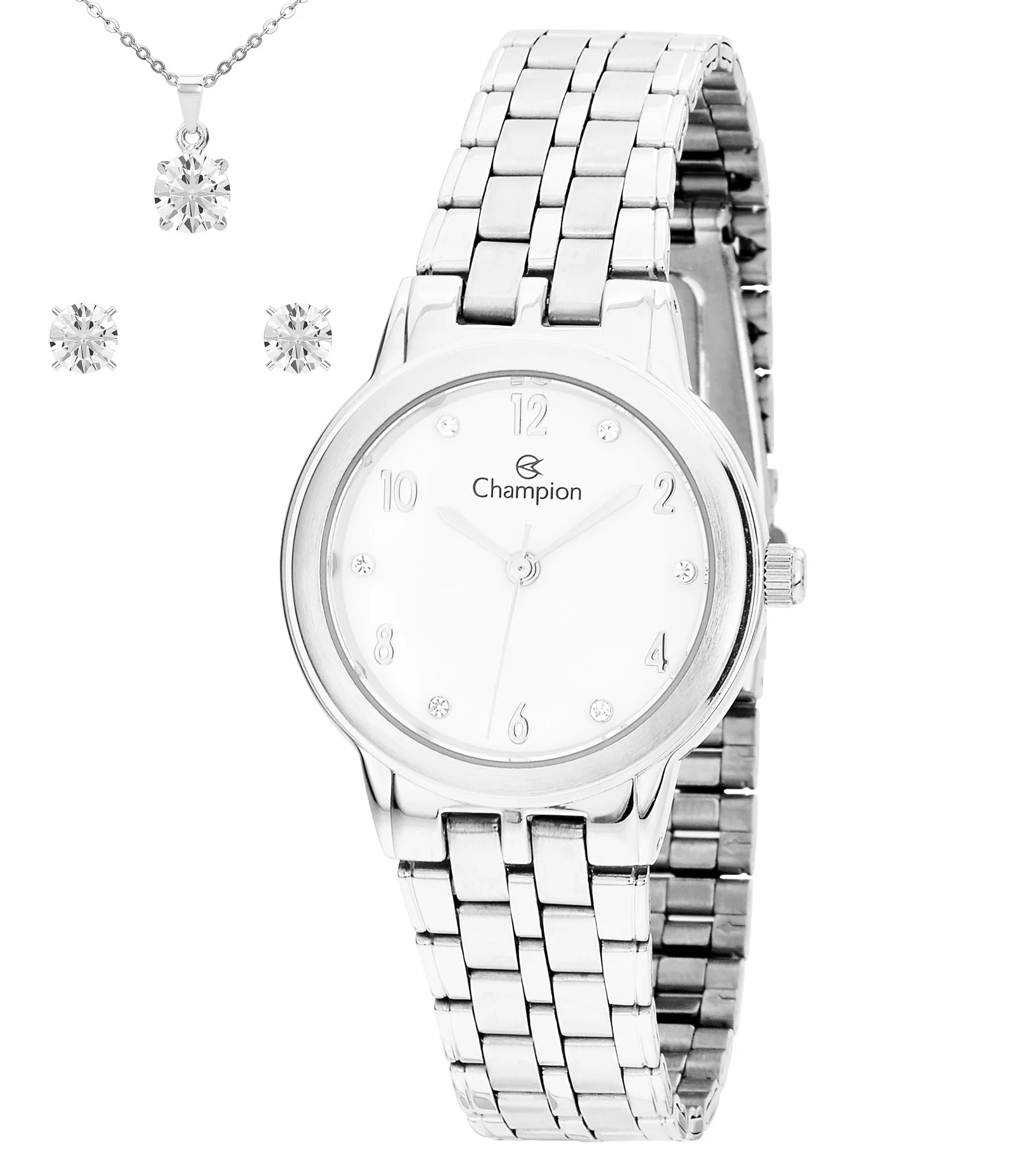 Kit Relógio Analógico Champion em Aço CN28320Y Prata 1