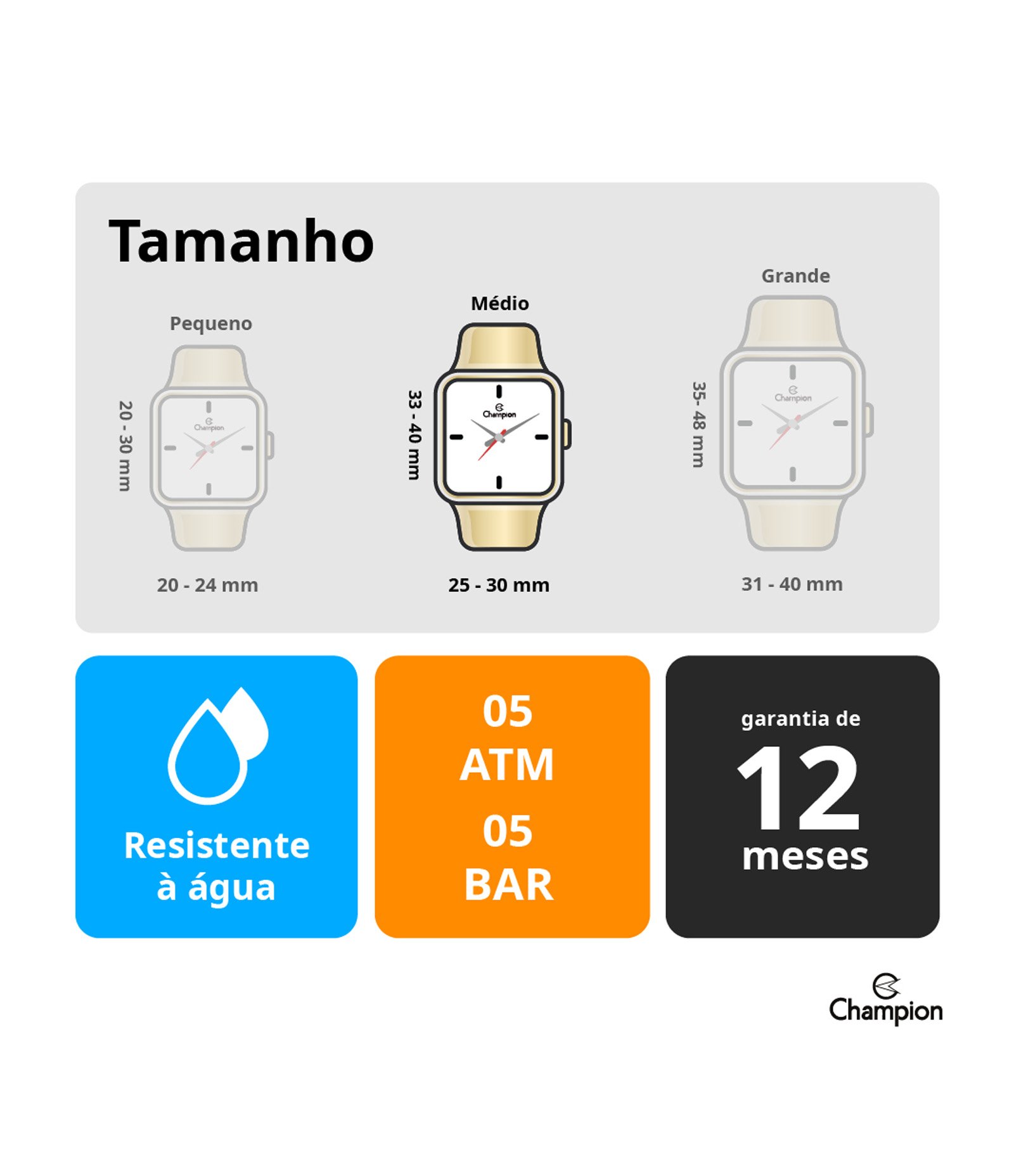 Kit Relógio Analógico Champion em Aço CF24199W Dourado 4