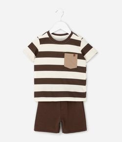 Conjunto Infantil Camiseta Listrada com Bermuda – Tam 1 a 5/6 Anos