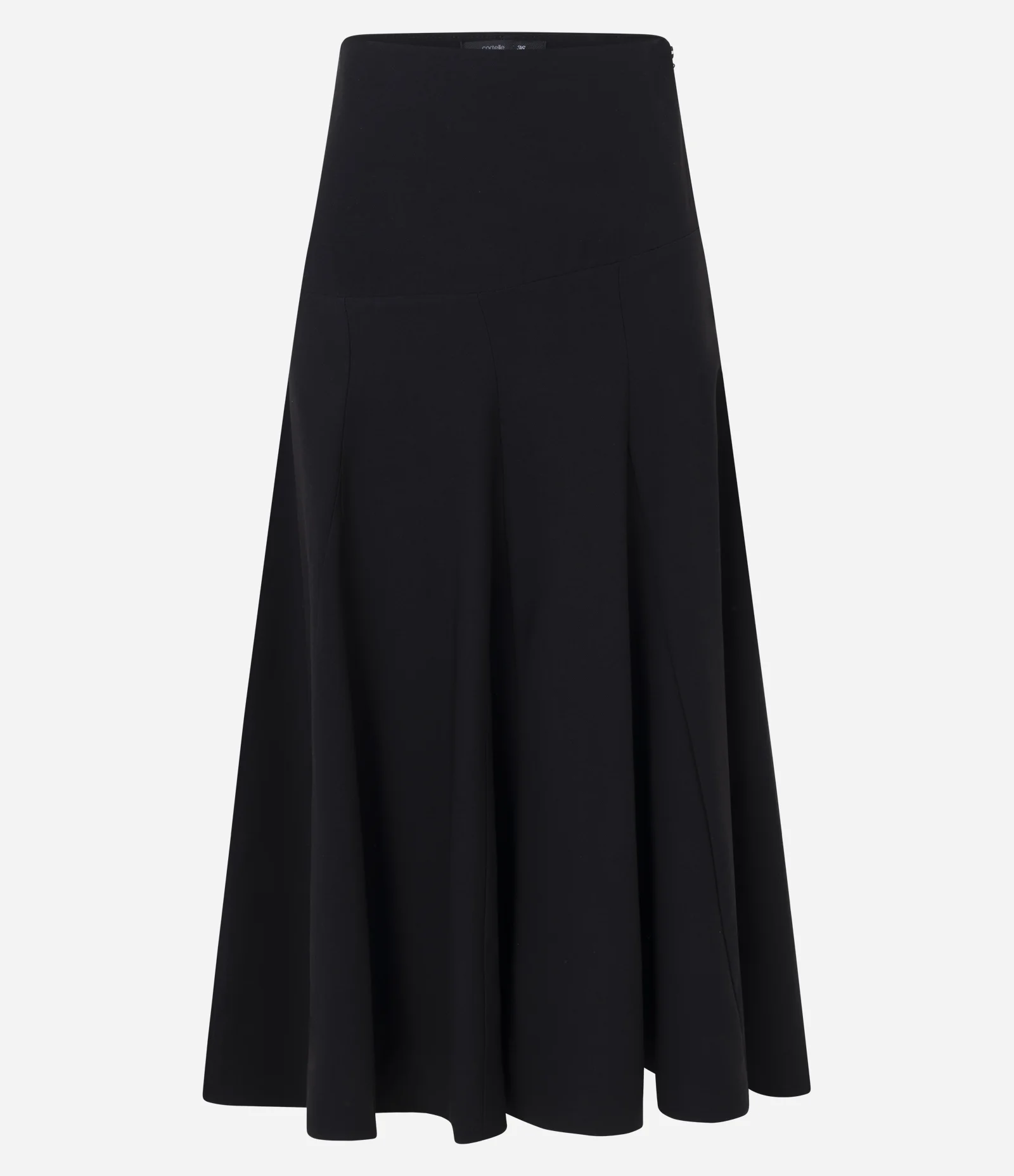 Saia Longa com Recortes e Cós Estruturado Preto 1