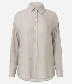 Camisa em Chalis com Manga Longa e Efeito Amassado