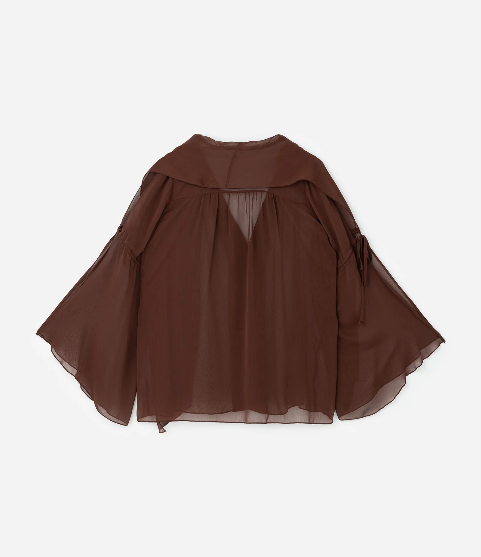 Blusa Manga Longa em Crepe com Amarrações Curve & Plus Size Marrom 2