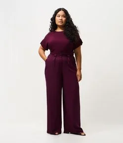 Calça Pantalona Viscose com Pregas Curve & Plus Size