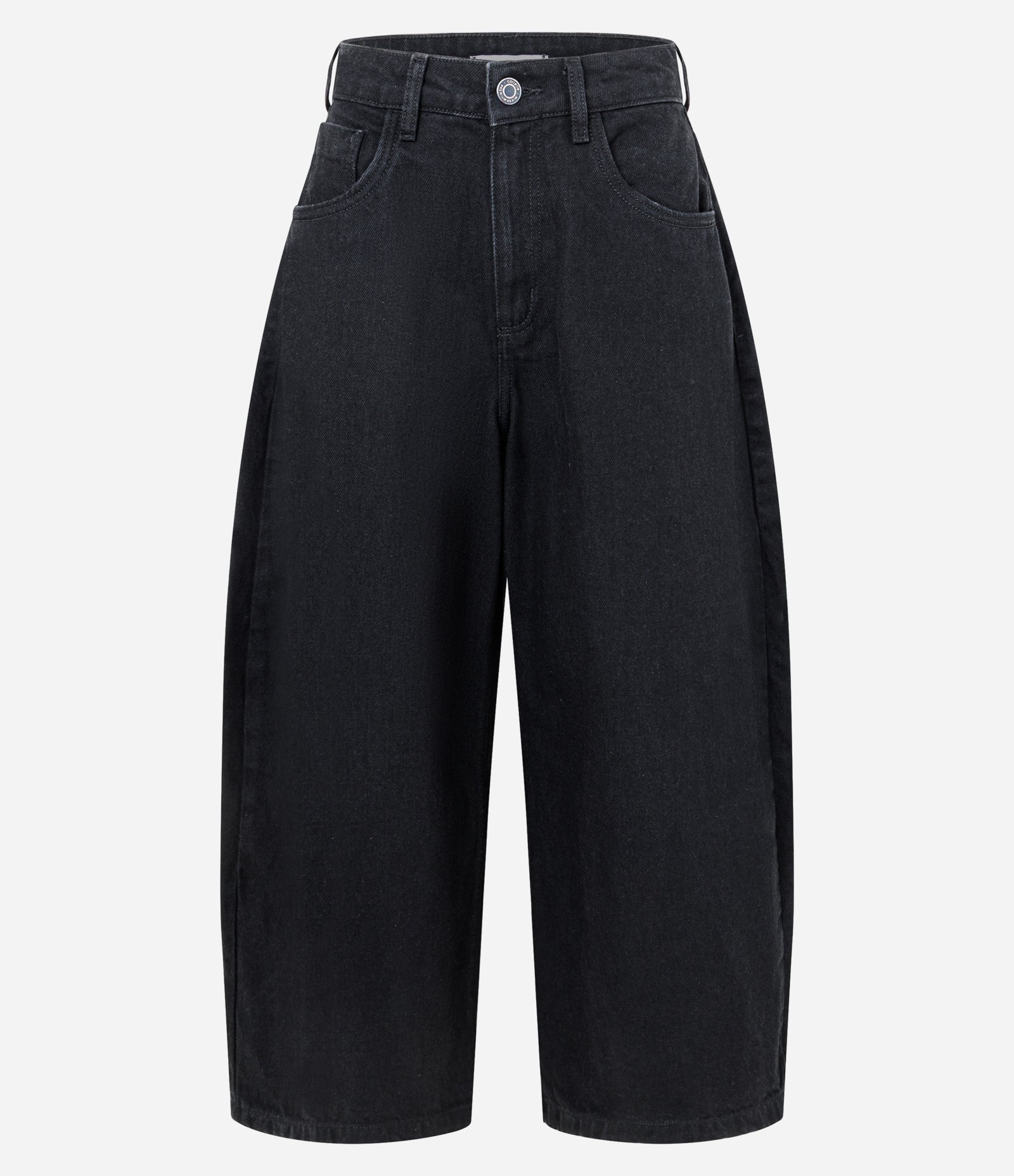 Calça Barrel em Denim com Cintura Média e Bolsos Preto 5