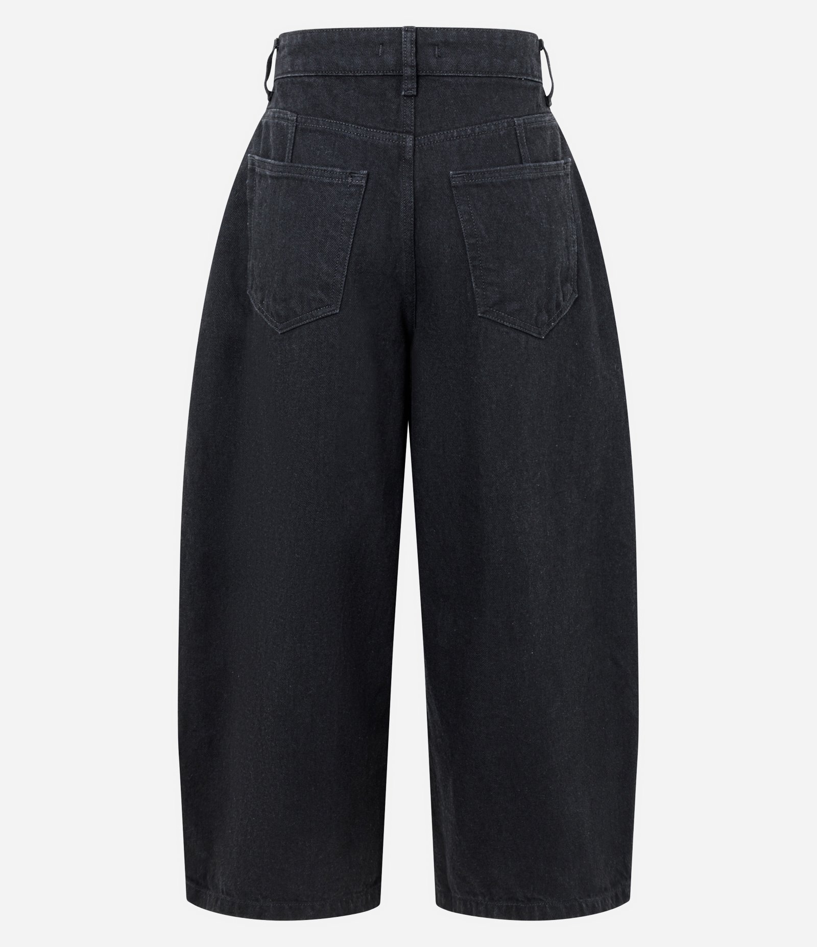 Calça Barrel em Denim com Cintura Média e Bolsos Preto 6